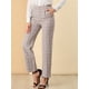 thumbnail image 4 of INSPIRE CHIC Pantalones a cuadros casuales para mujer, bolsillos, pierna recta, trabajo, oficina, pantalones Camello S, 4 of 6