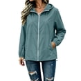 thumbnail image 5 of GERsome Women's Rain Jacket Full Zip Waterproof Lightweight Rain Coat with Packable Pocket for Travel Hiking Light Blue XL, 5 of 9