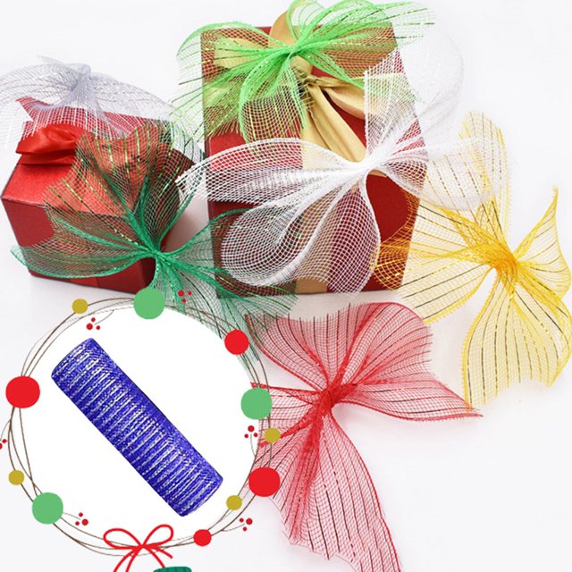 MesaSe craft supplies Poly Mesh Ribbon With Metallic Foil Each Roll For Wreaths Swags Bows Wrapping And Decorating