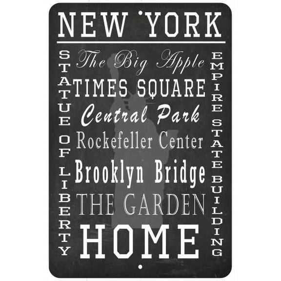 New York NY Landmarks Novelty Gift 8x12 Metal Sign 208120065020