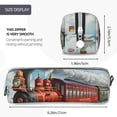 thumbnail image 3 of Fotbe Red Train Hot Air Balloon Pattern Leather Pencil Case, Pencil Pouch with Durable Zipper, Compact and Stylish Organizer for Stationery, Art Supplies, Travel Essentials, 3 of 7
