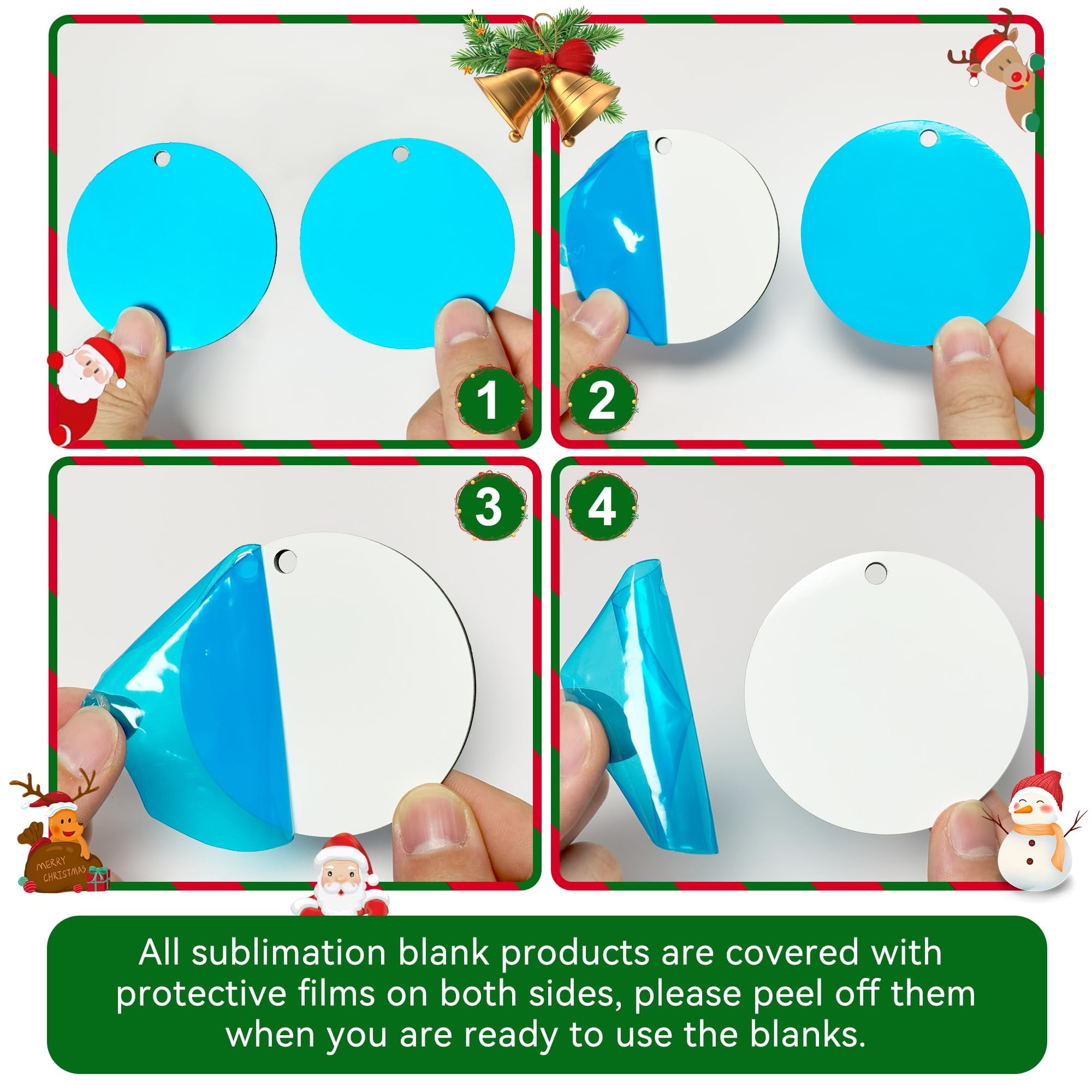 40Pcs Sublimation Ornament Blanks, 2.75inch Round MDF Double Sided Sublimation Christmas Ornaments Blanks for Christmas Tree Decor DIY Crafts