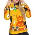 thumbnail image 5 of Yiaed Happy Halloween1 Print Womens Casual Hoodies Crew Neck Long Sleeve Sweatshirts With Pocket Pullover Tops Women's Hooded Sweatshirt-Large, 5 of 5