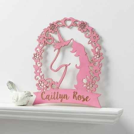 Communion Girl Plaque - Personalized Pink Unicorn Girls Wood Plaque