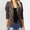 thumbnail image 3 of Yinreli Lady Blazer Leopard Print Turn-down Collar Single-breasted Slim Suit Coat for Work, 3 of 8
