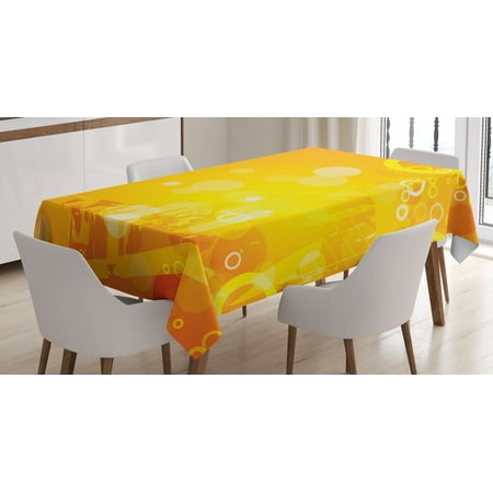 

Orange Tablecloth Abstract Composition with Circles Dots Artistic Energetic Colors Sunburst Rectangular Table Cover for Dining Room Kitchen 60 X 90 Inches Orange Yellow White by Ambesonne
