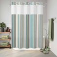 thumbnail image 6 of No Hook Shower Curtain, Light Blue Striped Shower Curtains for Bathroom with See Through Top Window, Farmhouse Thin Line Modern Abstract Art Waterproof & Washable Bath Curtain Stall 48"x72", 6 of 9
