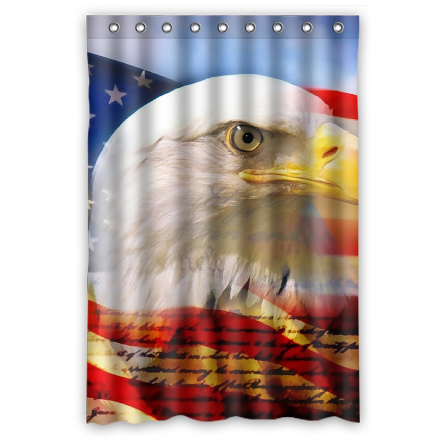 ZKGK Bald Eagle On American Flag Waterproof Shower Curtain Bathroom