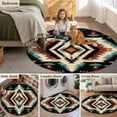 thumbnail image 5 of Round Rugs 5Ft, Boho Brown Teal Red Round Area Rug Washable Indoor Throw Carpet, Southwestern Geometric Abstract Vintage Soft Non Slip Circle Rug for Cabinet Bathroom Home Decor Aesthetic, 5 of 8