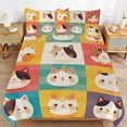 thumbnail image 6 of 3 Pcs Soft Bedding Set, Includes 1 Duvet Cover with Zipper And 2 Pillow,Shams Cartoon Cute Cat King(102"×90"), 6 of 8