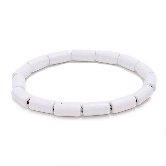 Nvzi-c Mens Womens Wood Beaded Stretch Bracelet - White