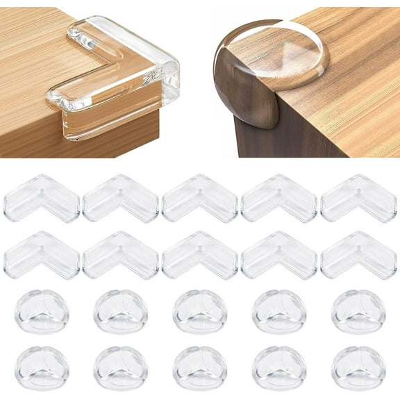 RUseeN 20 Pack Corner Protector, 2 Shapes Proof Corners and Edges, Clear Table Corner Covers, Corner Protector Guards, Corner Guards for Table Edges & Sharp Corners