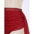 thumbnail image 7 of inlzdz Womens Modern Dance Skirt High Waist Sparkly Rhinestone Irregular Hem Dancewear for Competition Burgundy XL, 7 of 7