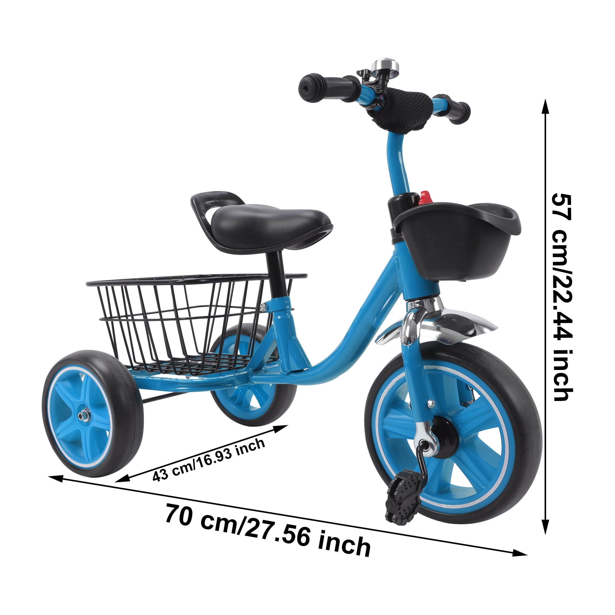 3-Wheel Trike Bicycle for Toddlers, Kids Pedal Tricycle Stroller with Basket, Folding Trike Bike
