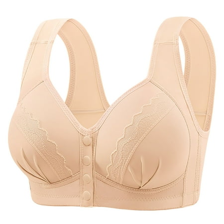 Gnurob Women s Front Closure Sports Bra Minimizer Bras Hide Back Fat Bralettes Padded Push Up Bralette Wirefree Yoga Brassiere Plus Size Racerback Underwear Clearance Saving Pink Medium