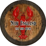 New England Lobster Beer Beer Sign Large Oak Whiskey Barrel Wood Wall Decor