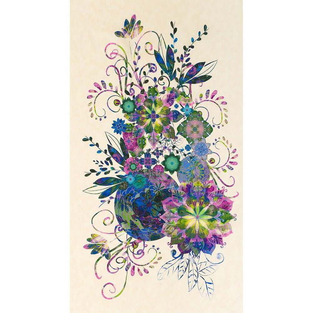 Robert Kaufman Fabrics Venice Christiane Marques Floral Panel Jewel