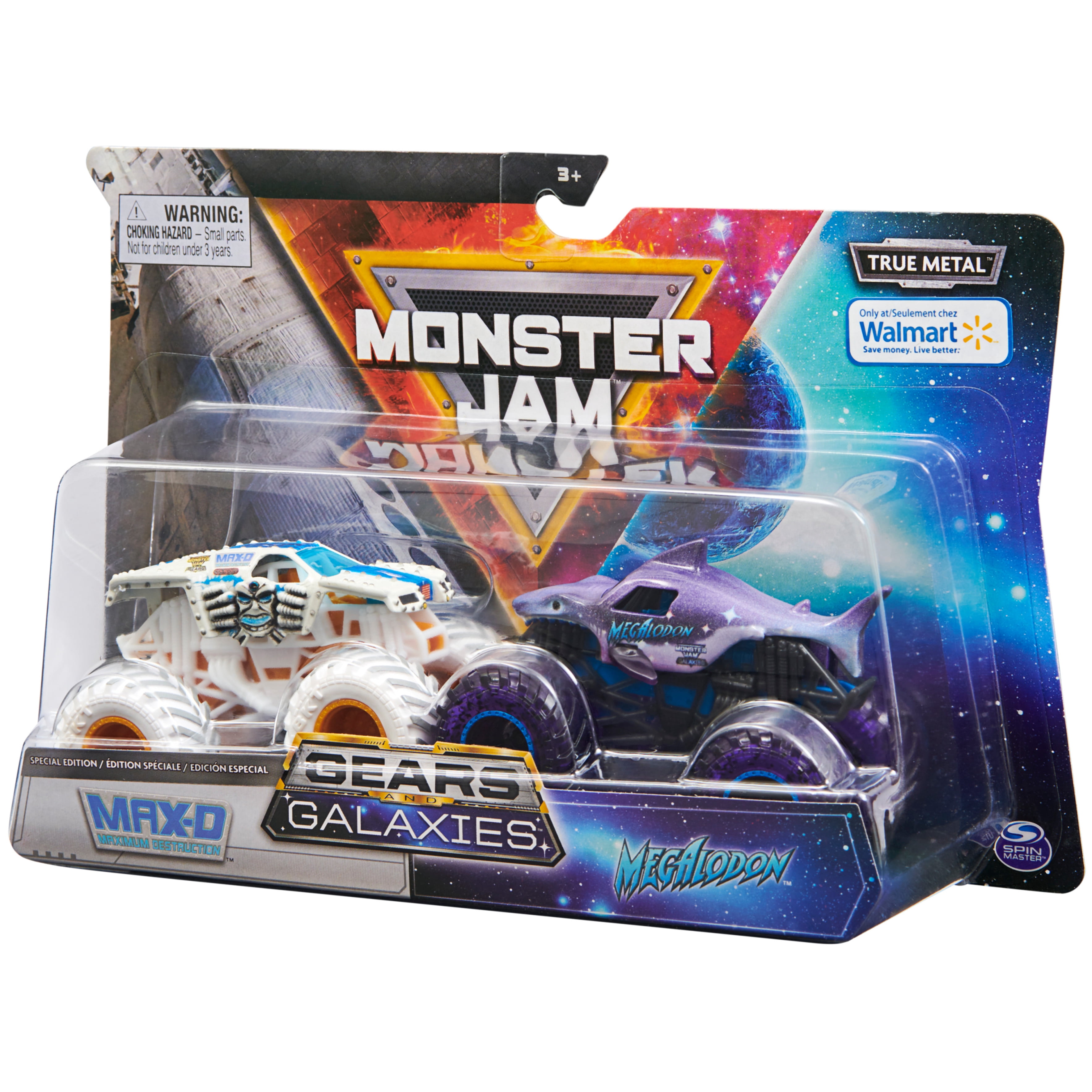 Monster Jam, Official Gears Max-D Vs. Galaxies Megalodon Die-Cast Monster Trucks, 1:64 Scale (Walmart Exclusive)