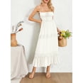 thumbnail image 3 of Women Sleeveless Beach Dress Ruffled Hem Summer Backless Party A-Line Dress, 3 of 7
