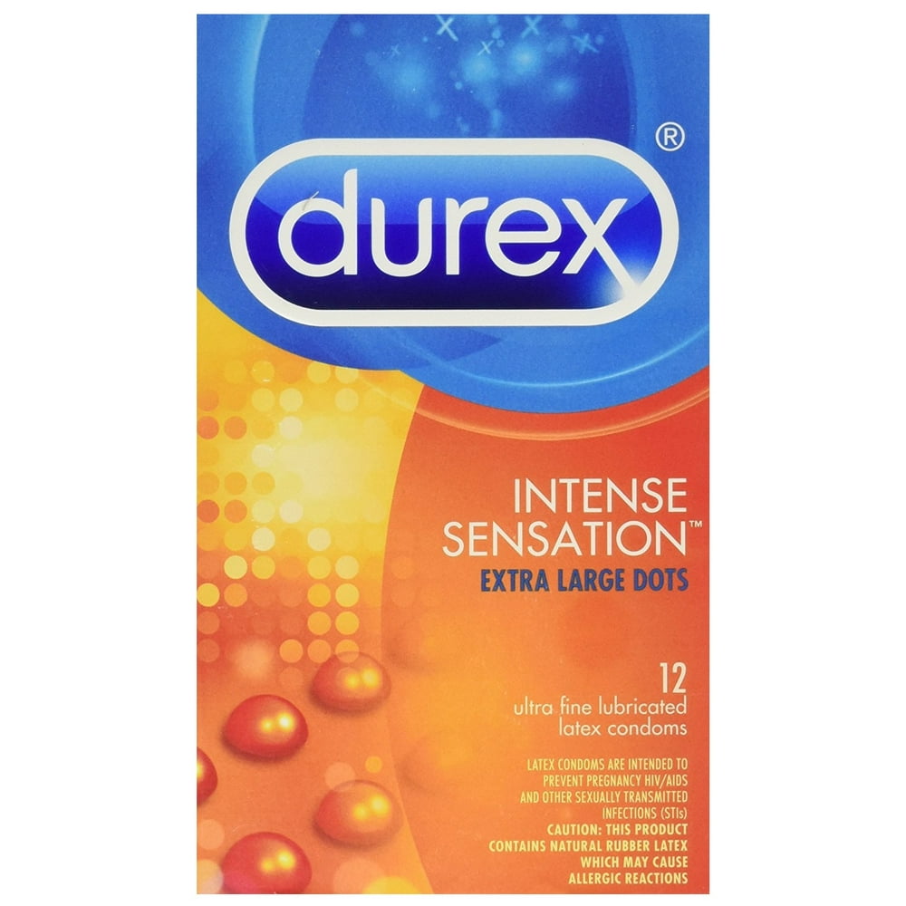 Durex Intense Sensation Extra Large Dots Lubricated Latex Condoms 12 0458