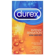 Angle View: Durex Intense Sensation Extra Large Dots Lubricated Latex Condoms - 12 ct