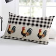 thumbnail image 5 of Black White Plaid Rooster Throw Pillow Covers, Vintage Farmhouse Checkered Rustic Soft Breathable Pillow Cases with Zipper for Sleeping, Small Pillowcases for Couch Bed Sofa Chair 16x24 Inches, 5 of 6