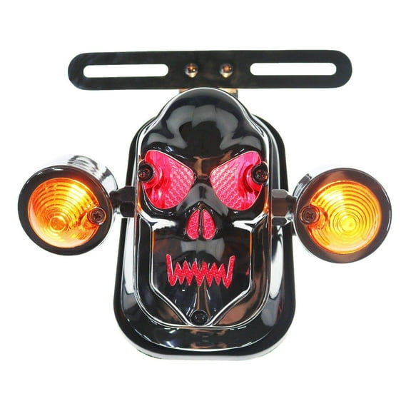 Chrome Skull Tail Light Turn Signal For Harley Deluxe Springer Classic Bobber FL