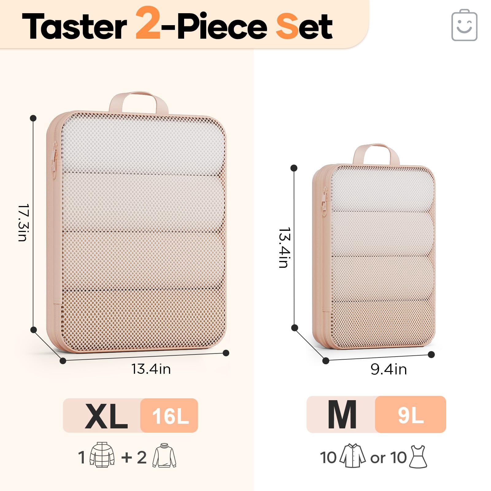 2/6/9/11 Set Packing Cubes For Travel Compressible Expandable Large Luggage Suitcase Organizer Bags Clothing Durable Space Saver Storage Bags(beige)