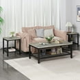 thumbnail image 2 of Lamerge Coffee Table Set of 3, Industrial Coffee Table with 2 Square End Side Tables, Modern Living Room Table Set with Metal Frame for Apartment Home Office, Grey, 2 of 6