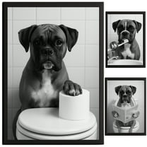 Boxer Dog Bathroom Decor, Wall Art, Farmhouse Photo Picture Set, 3pk, 8.5x11, TheNameStore
