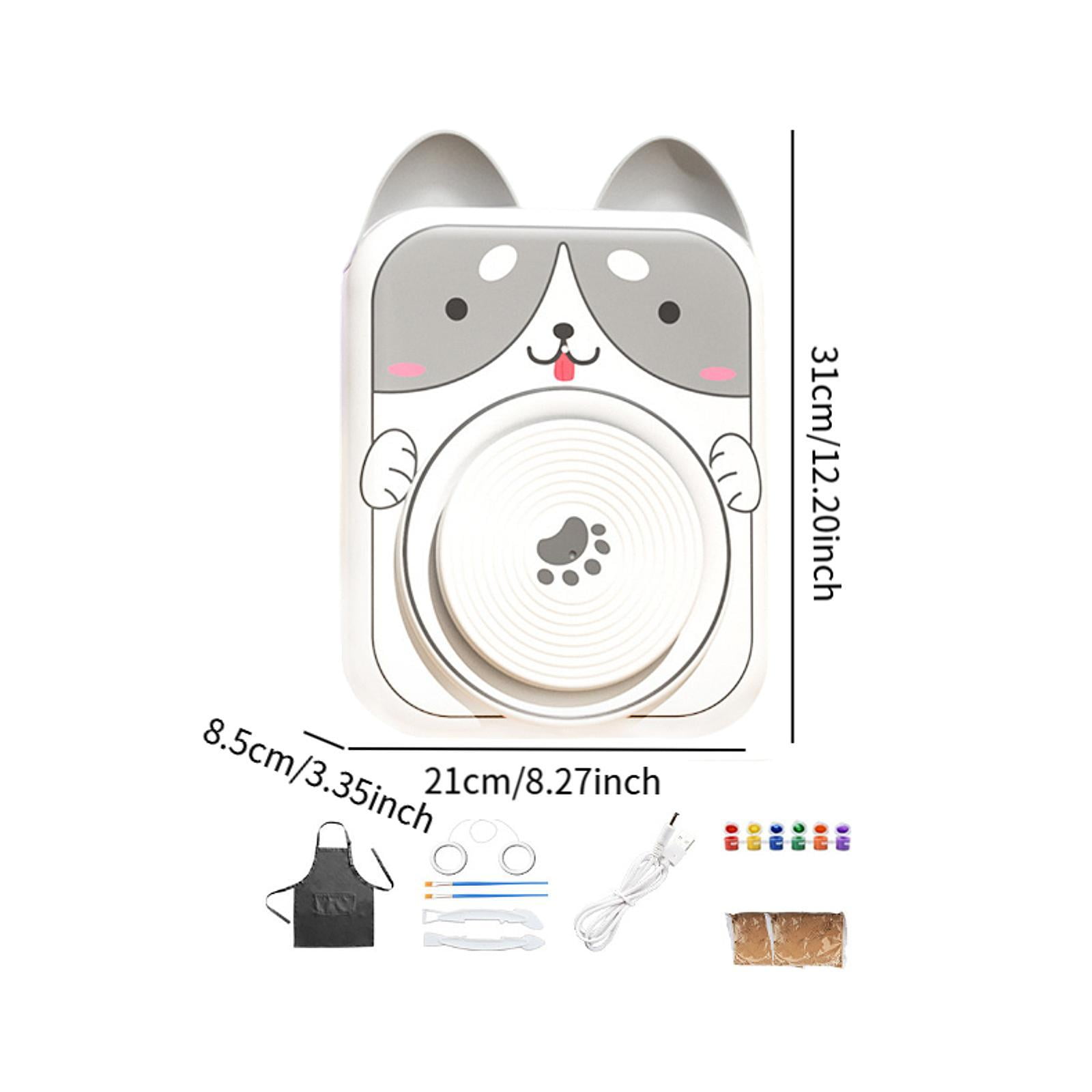 Tachiuwa Electric Pottery Wheel Set for Kids Porcelain Machine ,DIY Pigments, Beginner Pottery Machine Complete Pottery Kit Dog