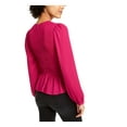 thumbnail image 2 of Leyden Womens Smocked Puff Sleeves Top Purple S, 2 of 4