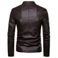 thumbnail image 3 of IROINNID Men's Long Sleeve Faux Leather Short Jacket Solid Color Casual Leather Plus Fleece Jacket Motorcycle Jacket Warm Leather Jacket, 3 of 3