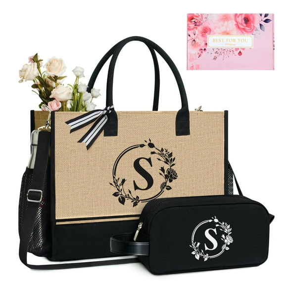 Bolsa de tela TopDesign con iniciales personalizadas de yute con 5 bolsillos