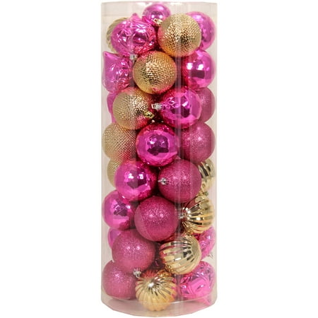 holiday time pinkgold shatterproof christmas ornaments set of 50 - Pink And Gold Christmas Decorations holiday time pinkgold shatterproof christmas ornaments set of 50 - Pink And Gold Christmas Decorations