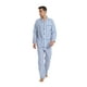 thumbnail image 3 of GLOBAL Conjuntos de Pijamas de Algodón para Hombre, Ropa de Dormir de Manga Larga con Botones, Ropa de Dormir Cómoda, Conjunto de Pijama Suave con Rayas Azules L, 3 of 5