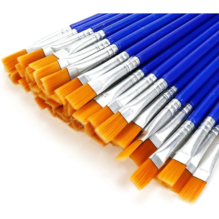 Kids Adult Craft Paint Brushes Flat, 60PCS Blue Premium Small