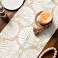 thumbnail image 3 of Table Runners 70 Inches Long Dress Scarves, Cream Scallop Coastal Farmhouse Coffee/Dining/Kitchen Table Decor, Holiday Table Runner, Summer Beach Nautical 13x70 Inch, 3 of 9
