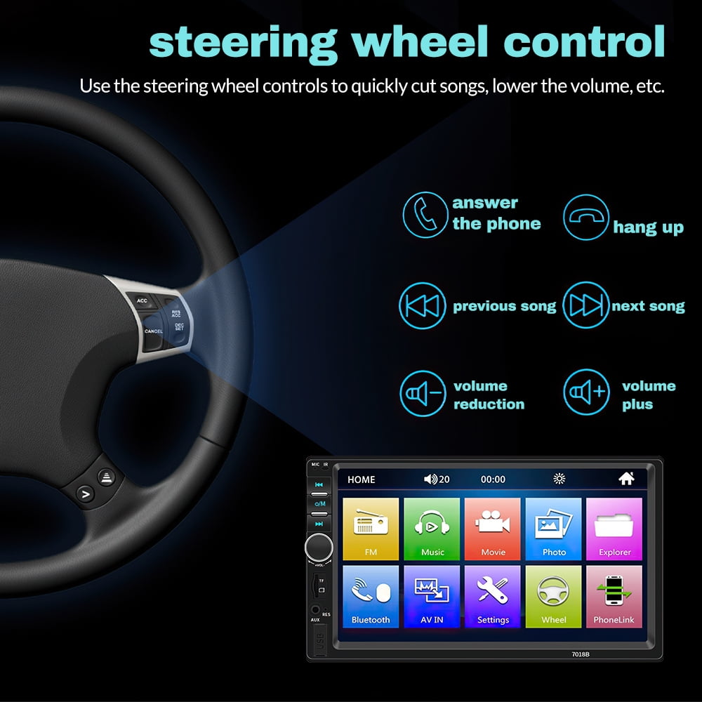 DFITO 7inch Double Din Car Stereo, Bluetooth Car Radio, MP5 Player, HD Touch Screen, FM Receiver