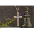 thumbnail image 2 of Dazzlingrock Collection 4mm Heart Opal & Round White Diamond Heart Cross Pendant for Women with 18 Inch Gold Chain (0.05 ctw, Color I-J, Clarity I1-2) in 14K White & Rose Gold, 2 of 6
