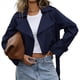 thumbnail image 1 of Gabardina Corta con Solapa y Doble Botonadura para Mujer Azul Marino S, 1 of 10