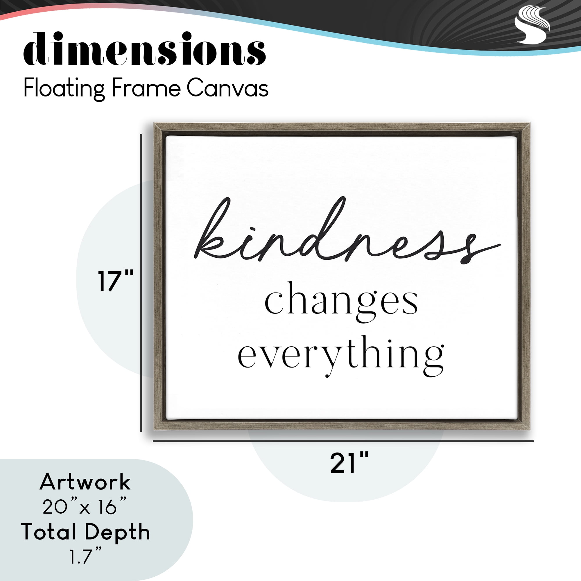 Kindness Changes Everything Brown Framed Floater Canvas Wall Art, design by Lettered and Lined
