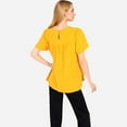 thumbnail image 5 of Women's Lace Yoke Short Sleeve Blouse with Pleated Front - Large, Yellow, 5 of 7