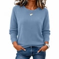 thumbnail image 5 of LYEAA Knit Tops for Women Crewneck Long Sleeve Basic Shirts Lightweight Tee Solid Casual Fall Clothes Sky Blue XL, 5 of 6
