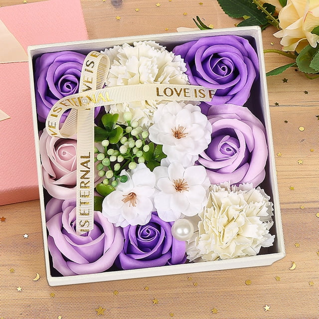 Fiudx Caja de Rosas para Jabón, Set de Regalo Romántico Diy, Rosas de Jabón de Larga Duración, Elegante Accesorio Decorativo para El Hogar, Regalo de San Valentín, Boda, Aniversario, Tamaño 15 X 15 X