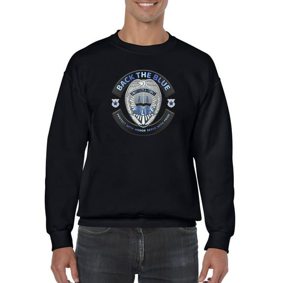 Back The Blue Slogan Sweatshirt Men -GoatDeals Designs, Male 3X-Large
