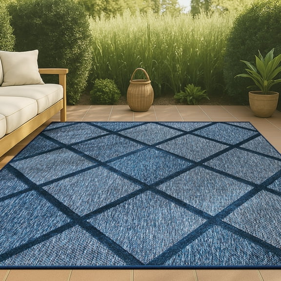 JONATHAN Y IBIZA 3 x 5 Area Rug, Salines Diamond Trellis - Navy, IBZ101B-3