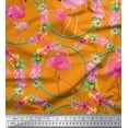 thumbnail image 1 of Soimoi Cotton Poplin Fabric Floral Wreath & Flamingo Bird Print Fabric by The Yard 56 Inch Wide, 1 of 3