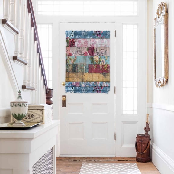 Vintage Floral Door Curtains for Door Window, French Sidelight Front Back Door Curtains With Tieback, Farmhouse Botanical Flowers Kitchen Rod Pocket Drapes Panel, 54"x40"