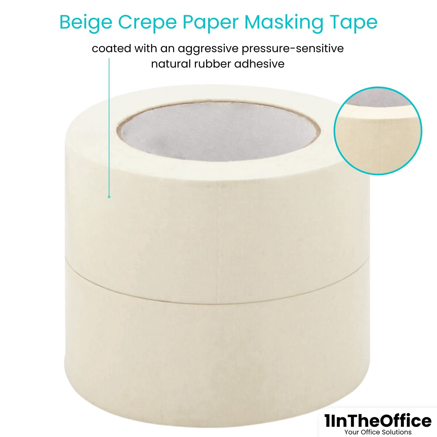 Masking Tape 2 Inch Wide, General Purpose Masking Tape 2 inch x 60.1-Yards, 3" Core, 2/Pack